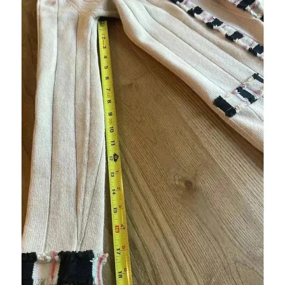 CHANEL Cashmere Cardigan 36 Small S Long Sweater Fringe Striped Front 2 Pockets - Picture 11 of 11